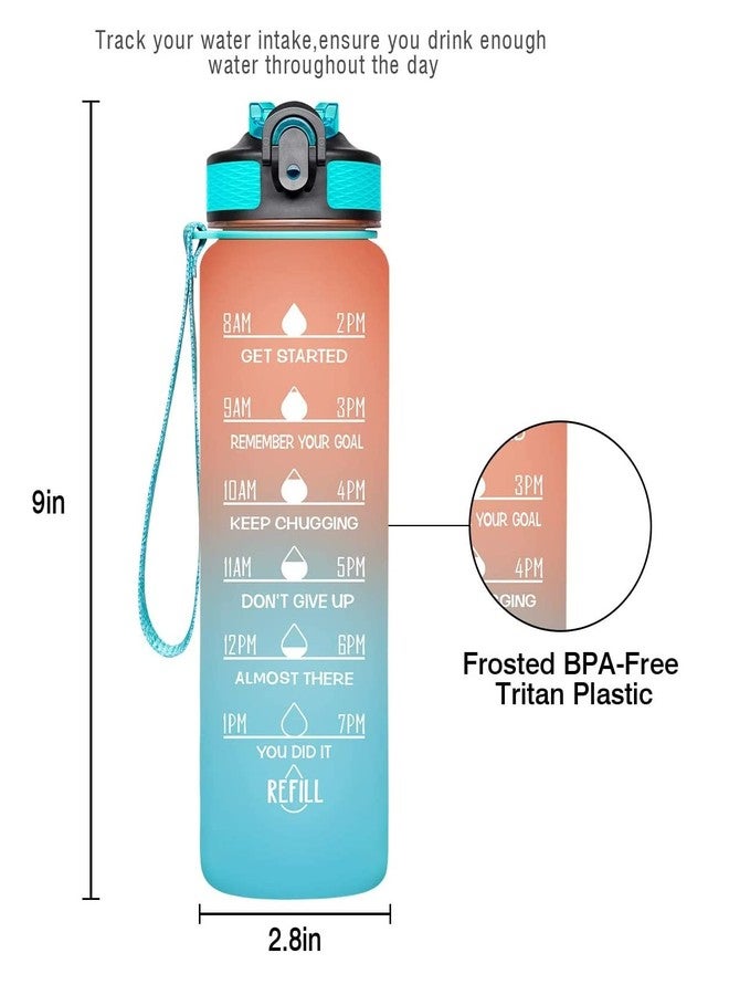 Quasar 1L Plastic Motivational Water Bottle Fridge Office Sports School Gym Yoga Durable 100% BPS & BPA-Free Non-Toxic Detoxing Insulated Straw Strainer Pack Of 1 - MultiColor - Image 2